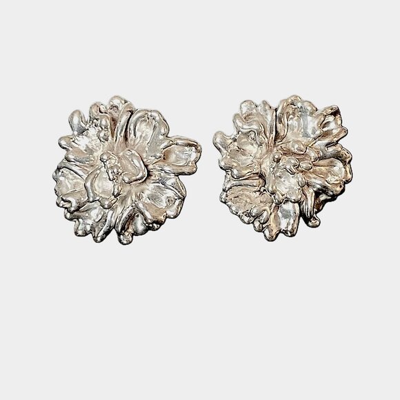 NEW Sterling Silver 142g - 1.25" Blossom Earrings Post & Lever Back NIB - Picture 3 of 8
